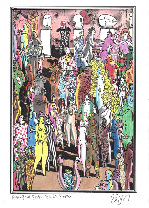  Frank Zeidler, Dessin original , encres, aquarelle, crayon. 28X38cm-  Galerie Gabel, Biot -  Galerie Gabel, Biot