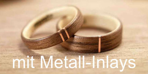 Holzringe mit Metall-Inlays