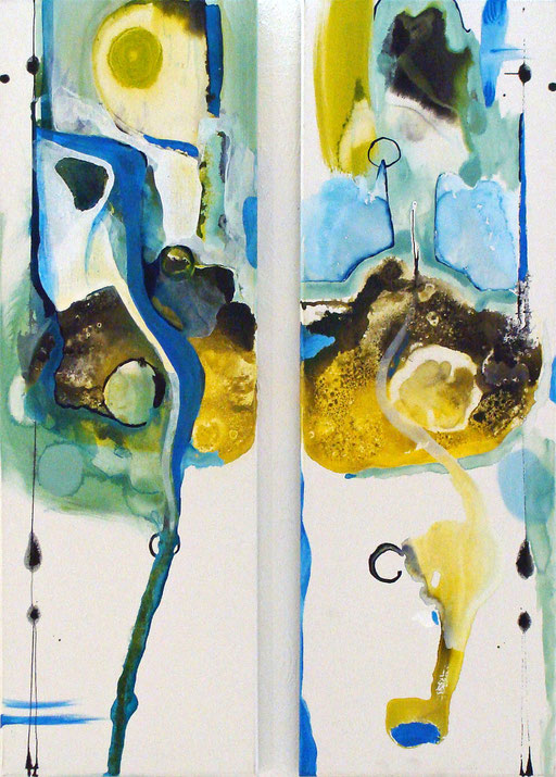 No Title, 2012, Diptychon, ink on canvas, each 90 x 30 cm, € 490.-