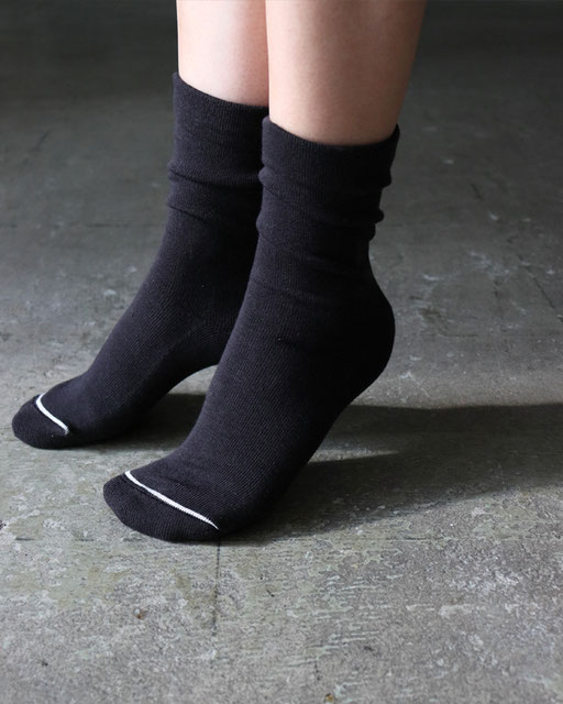 オーガニックコットンを使用した日本製の足底パイル編み無地レディース靴下/322203