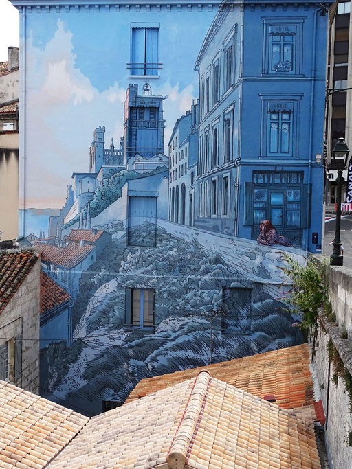 La fille des remparts - Fresque murale - Angoulême (Charente) 2019
