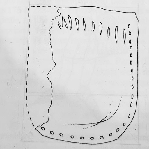 1150-1200, Londres, cuir de cerf, 98mmX84mm approx. Dress Accessories, figure 226, p. 344.
