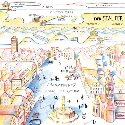 © Illustration für Stadt Schwäbisch Gmünd, Auftraggeber & Konzept: Eber­le GmbH Wer­be­agen­tur GWA