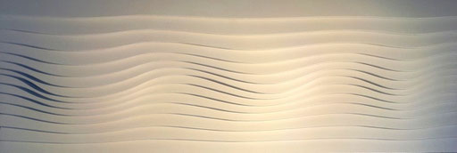 Welle II - 2015 / PAPIER-art ART-papier, Wandbild, Sperrholzschichten weiß lakiert, Kunstobjekt, Harald Metzler, Mattsee, Österreich