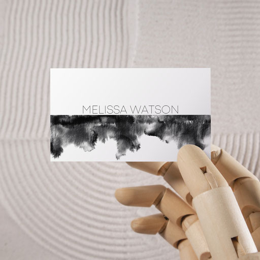 Watercolor black & white business card template
