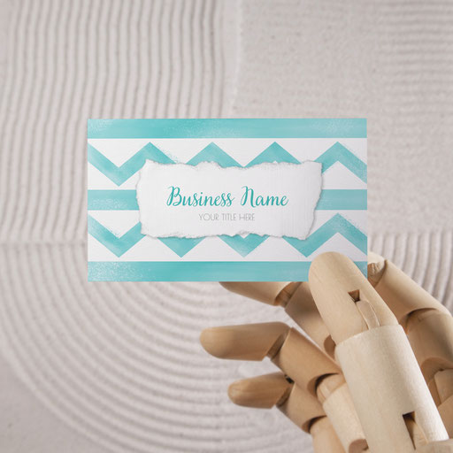 Boho blue business card template