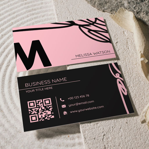 Abstract black & pink business card template