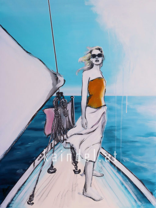 SAILING, 80 x 60 cm, Acrylic and pencils on canvas