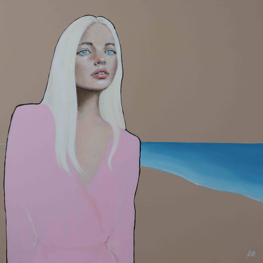 Before you go - Woman by the sea, 70 x 70 cm, Acrylic on canvas