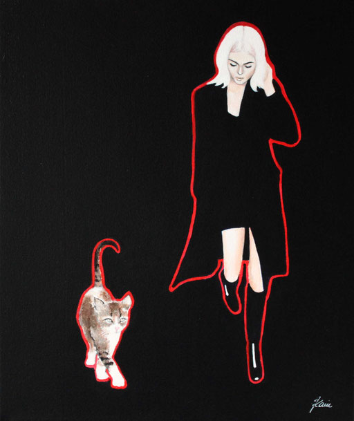 "Catwalk" 53 x 45 cm, Acrylic on canvas, Exhibition 2021 JAPAN  - SOLD
