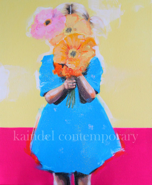 "Little flower" 606 x 500 mm, Acrylic and pencils on canvas - SOLD in exhibition Japan