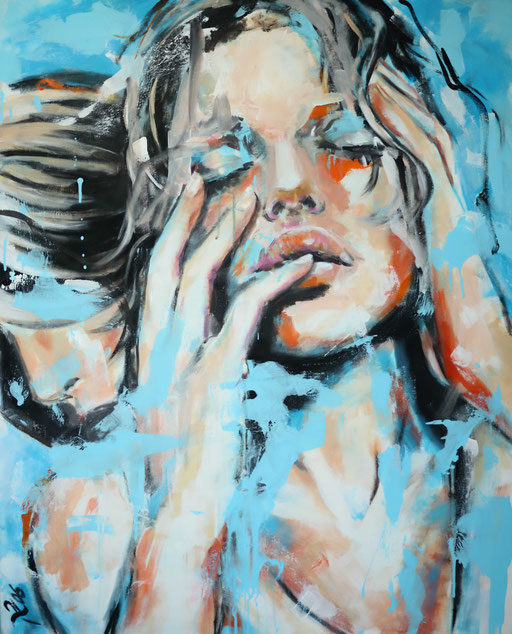 INTIMITÁ, 100 x 80 cm, Acrylic and pencils on canvas