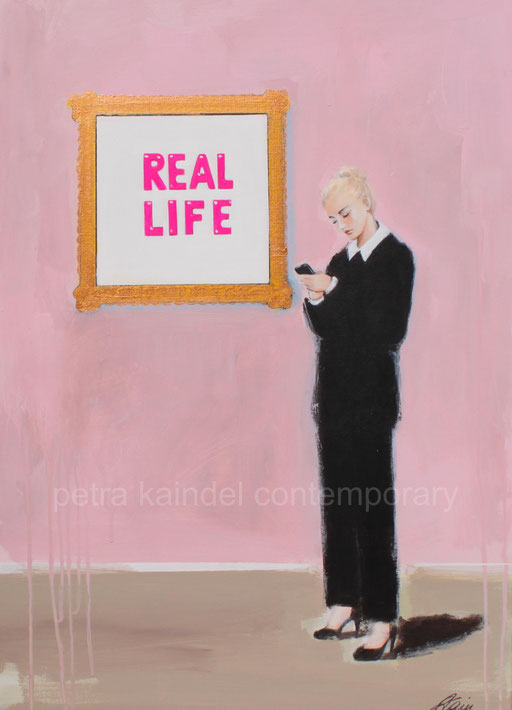 "Real life" 70 x 50 cm, Acrylic and pencils on canvas - SOLD