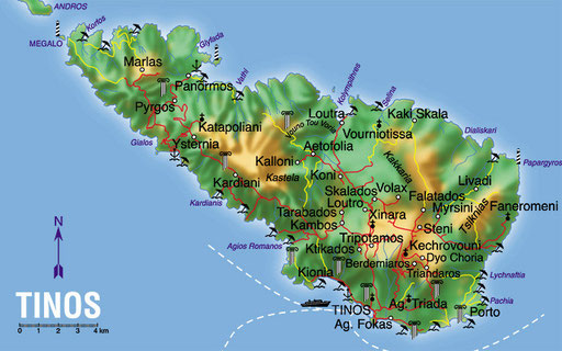 Tinos • Création carte touristique / Édition : Les Créations du Pélican • © recreacom.fr - Studio de création Christophe Houlès