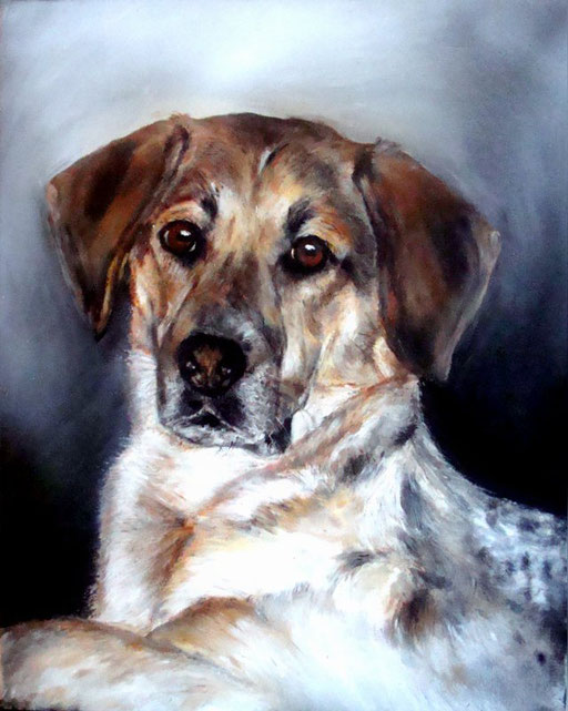 Hund gemalt mit Acryl