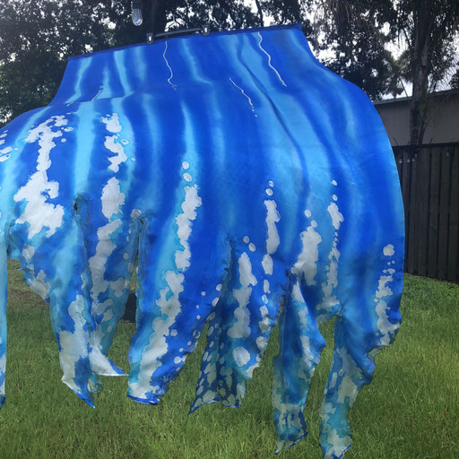 shades of blue with white "foam" 
