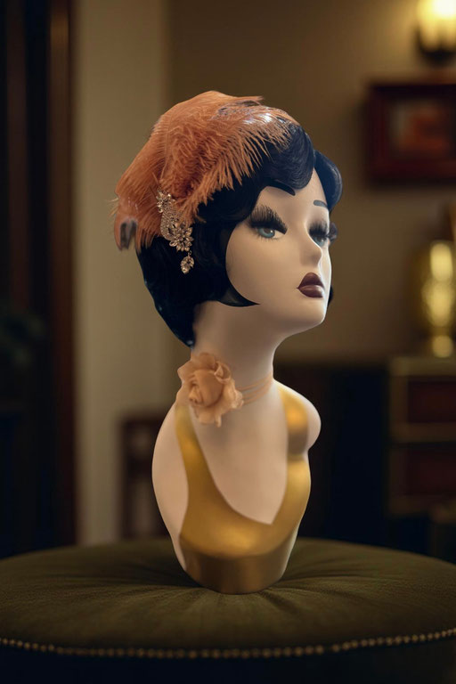 handgemachter vintage haarschmuck 20erjahre stil federschmuck kopfschmuck 