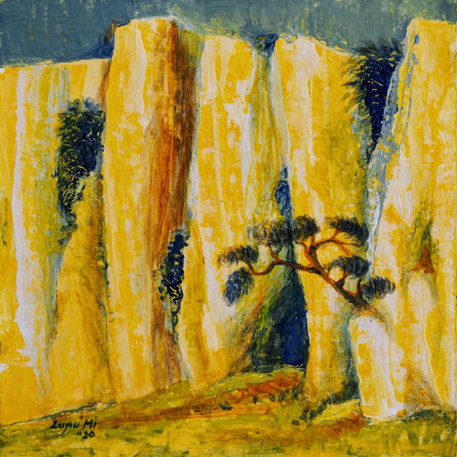 We searched once more for passage through the walls, tempera on cardboard, 2020