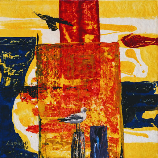 Flights gradually stopped, tempera on cardboard, 2020 