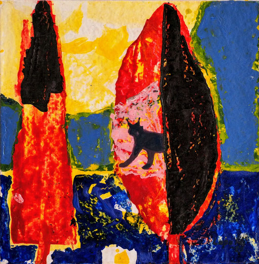 Rare beasts were once again spotted..., tempera on cardboard, 2020