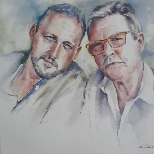 Père et fils aquarelle