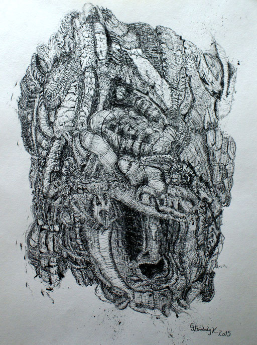 Bark Structures / Tusche, Indian ink / 35 x 45,5 cm / 2015