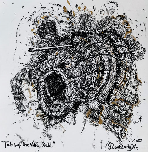 Tales at the Villa Rabl, Bad Hall / Indian inks / 15 x 15 cm / 2021