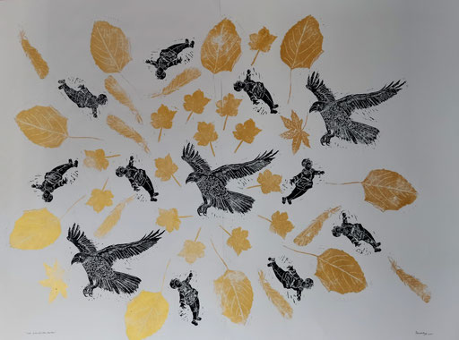 Tales at the Villa Rabl, Bad Hall / lino cut / 150 x 110 cm / 2021