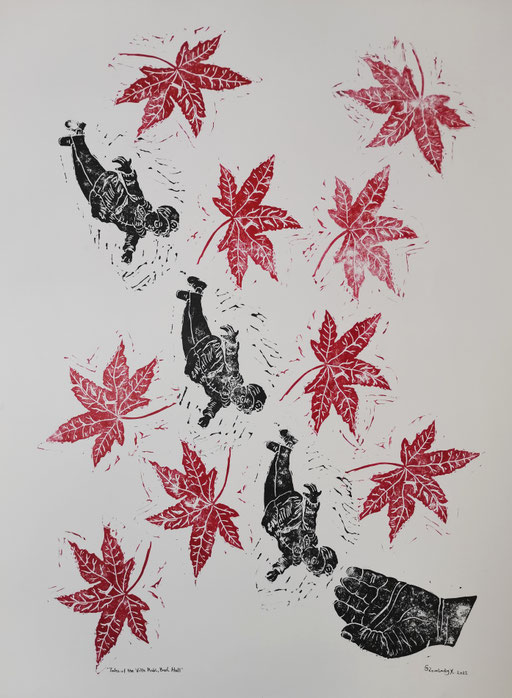 Tales at the Villa Rabl, Bad Hall / lino cut / 75 x 110 cm / 2021