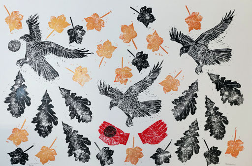 Tales at the Villa Rabl, Bad Hall / lino cut / 75 x 110 cm / 2021