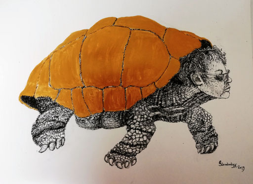 Her Golden Roof / Tusche, Acryl, Indian ink, acrylic / 42 x 29,5 cm / 2019