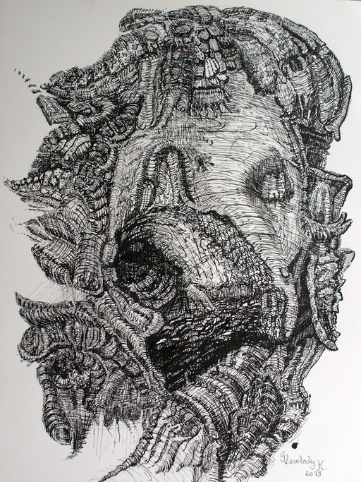 Mikrokosmos - Olivant, Microcosm - Olivant / Tusche, Indian ink /23 x 30 cm / 2013