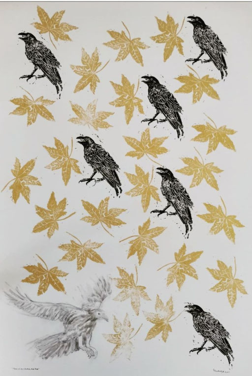 Tales at the Villa Rabl, Bad Hall / lino cut / 75 x 110 cm / 2021