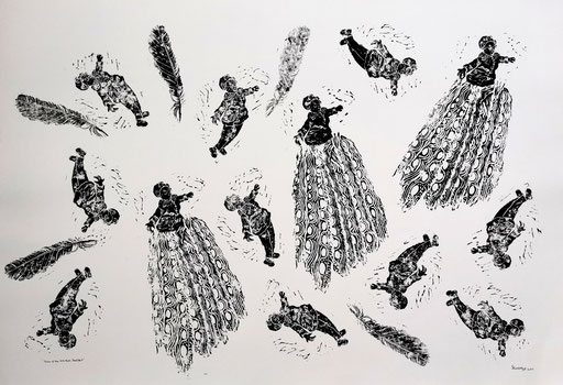 Tales at the Villa Rabl, Bad Hall / lino cut / 75 x 110 cm / 2021