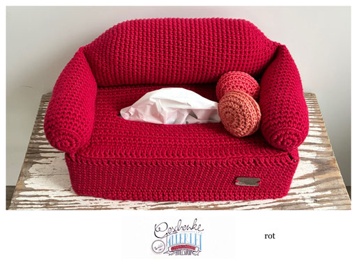 gehäkeltes Taschentuch-Sofa in der Farbe rot