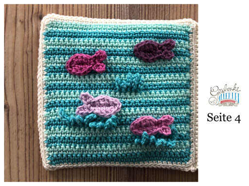 gehäkeltes Quiet-Book "Kunterbunt" - Fische - Häkelbuch mit Applikationen - textiles Bilderbuch