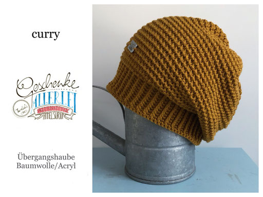 gehäkelter leichter Beanie in der Farbe curry - Häkel-Mütze - Haube - Häkelbeanie