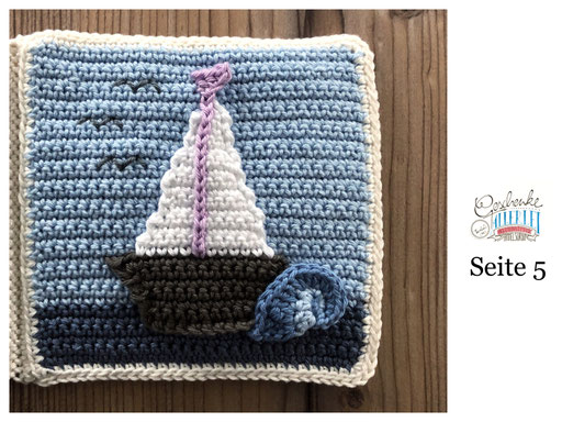 gehäkeltes Quiet-Book "Kunterbunt" - Segelboot - Häkelbuch mit Applikationen - textiles Bilderbuch