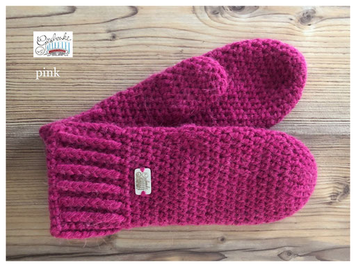 gehäkelte Fäustlinge in pink - Fausthandschuhe - Woll-Handschuhe