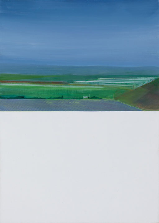 Paysage du dimanche matin. huile et acrylique sur toile. 46/34 cm . 2015