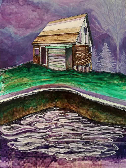 "PANTA RHEI - ATTEMPT OF STABILITY", 2018, 40 x 30 cm, Öl auf Leinwand und Karton.