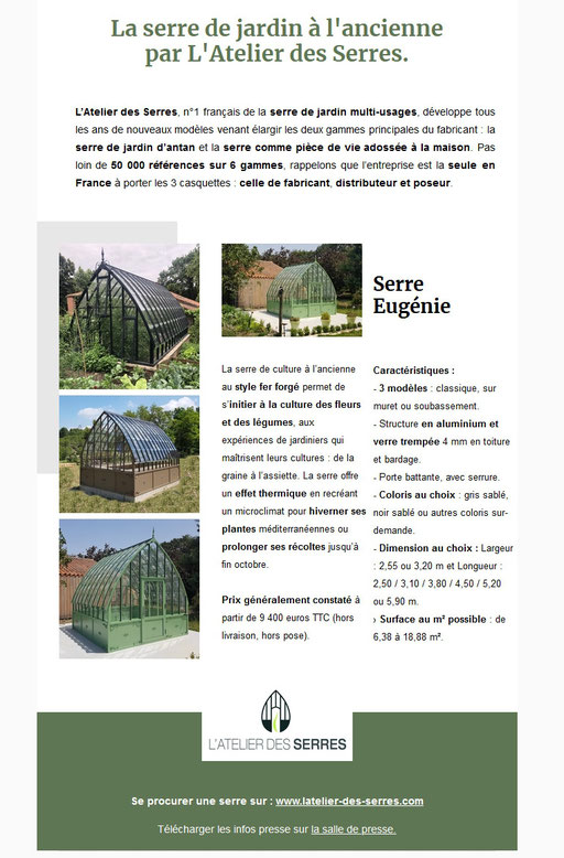 Dossier de presse Spécial "Semis d'automne" - Serre Eugénie L'Atelier des Serres