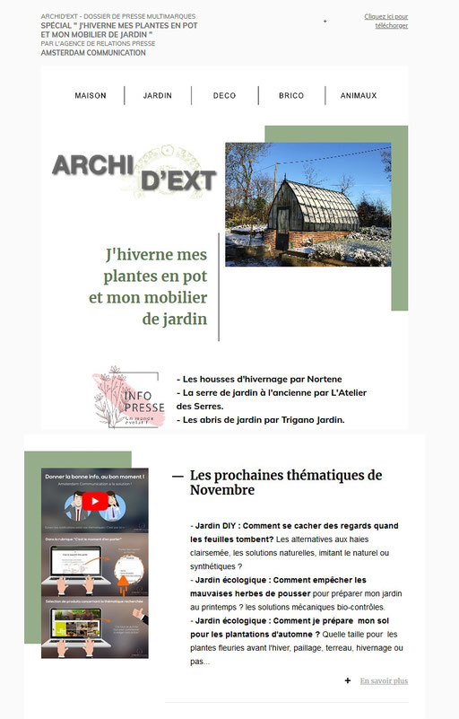 Dossier de presse Spécial "Hivernage des Plantes en Pot"