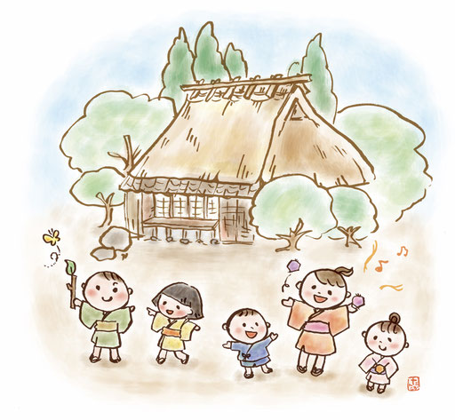ひだわらべうたの会様　ひだのわらべうた書籍表紙イラスト　2015