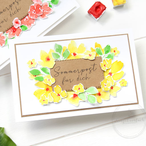 Karte mit Aquarellblumen gelb