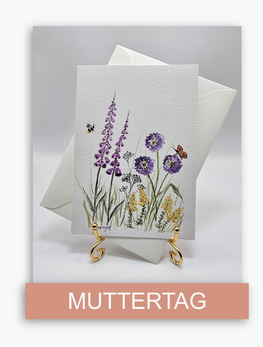 Karten zum Muttertag gemalt mit original Aquarellbild