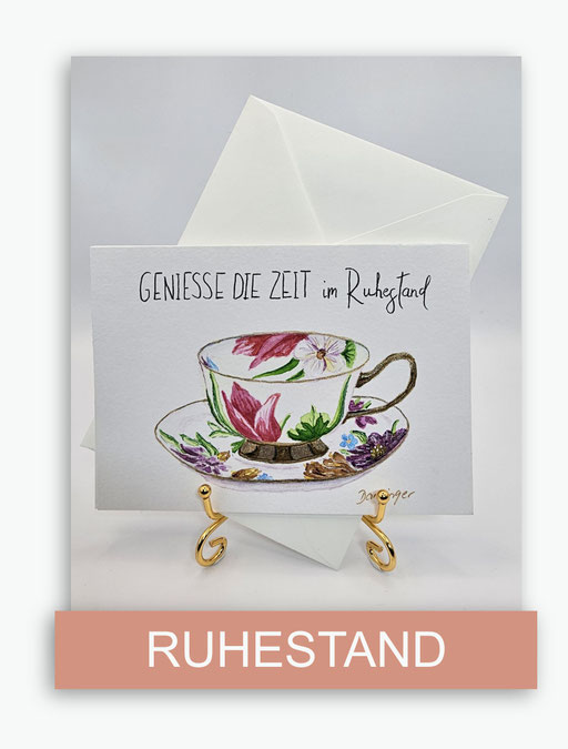 Karten zum Ruhestand mit original Aquarellbild