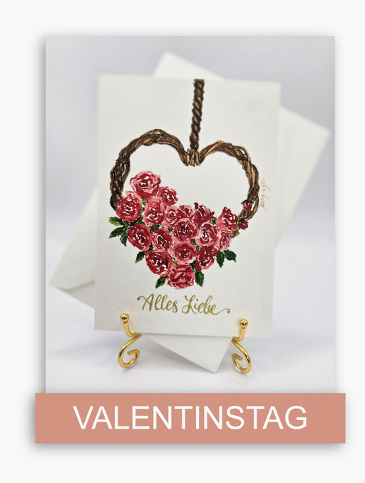 Valentinskarten mit original Aquarell