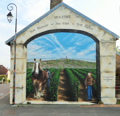 peinture en trompe l'oeil, fausse pierre, vigne, paysage , par Thibaud Coron ,Molesme 