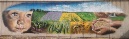 fresque murale (enfant, culture, blé, champ) pour une entreprise, 110 Bourgogne, par Coron Thibaud, Prusly-sur-Ource